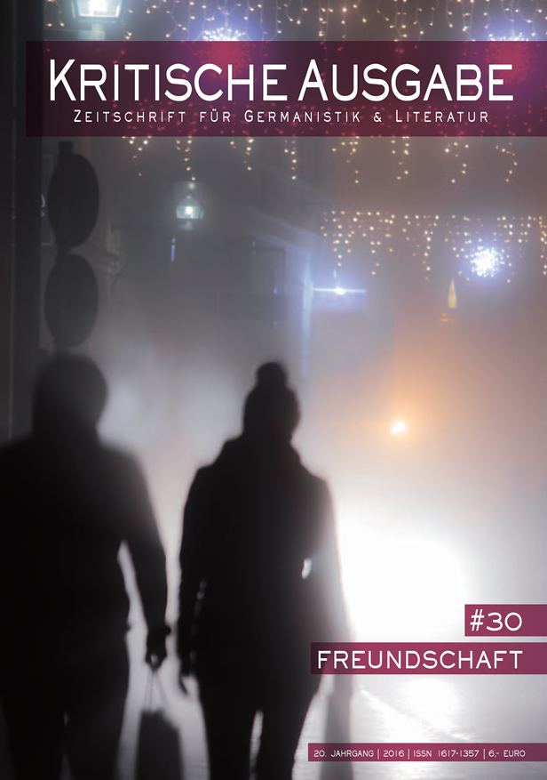 Kritische Ausgabe: »Freundschaft« (Cover)